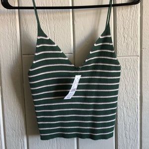 Green w/ white/lavender stripes.